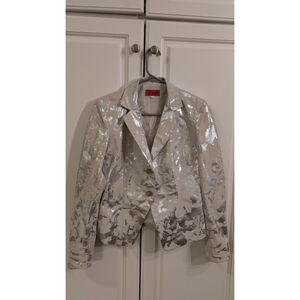 Women's di vita Silver & Beige Suede Blazer, Size 6